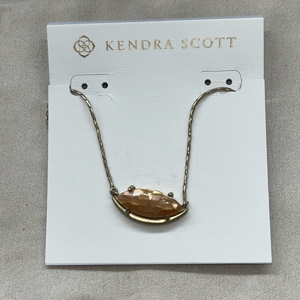Vintage Kendra Scott Gold Necklace with Peach Stone